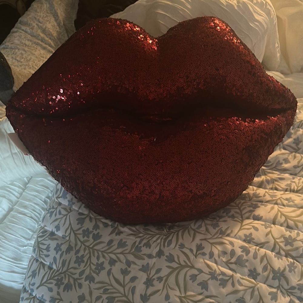 Red Sequin Lips Pillow